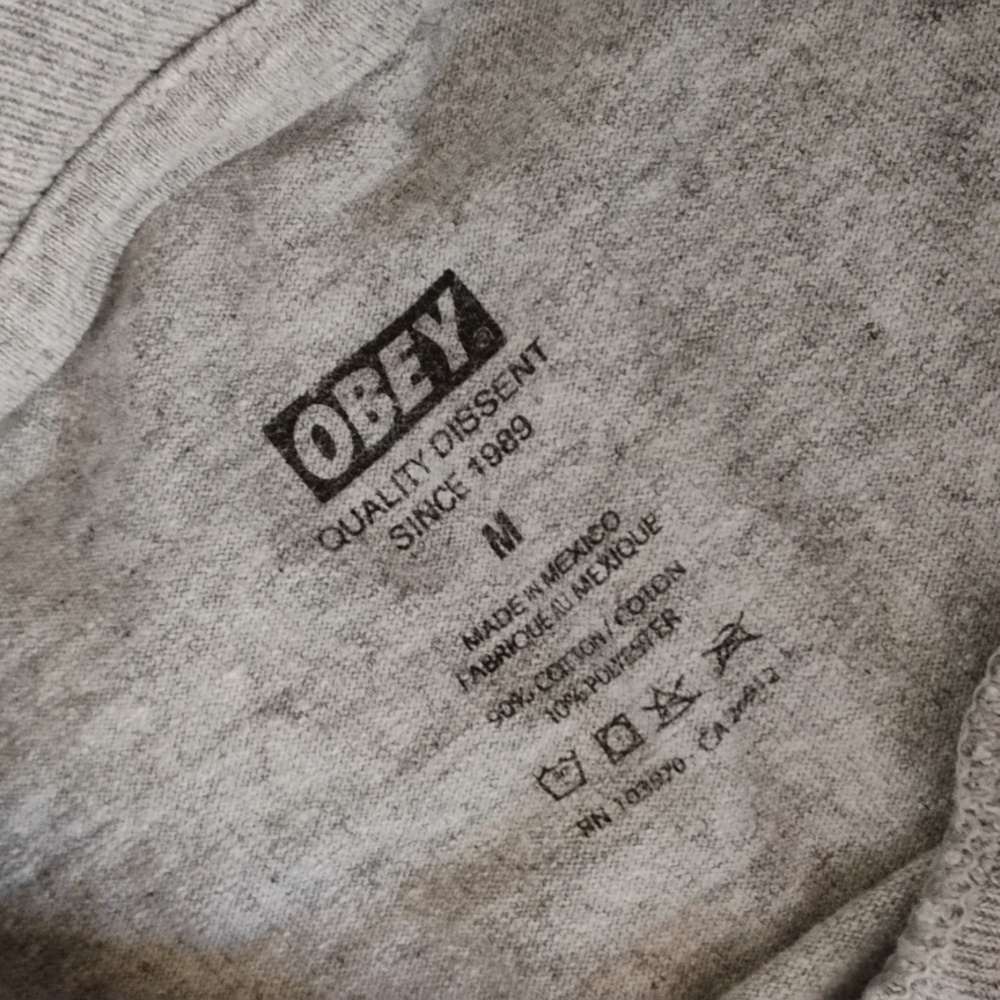 Obey Flame Finger Tee Heather Gray - Picture 3 of 6